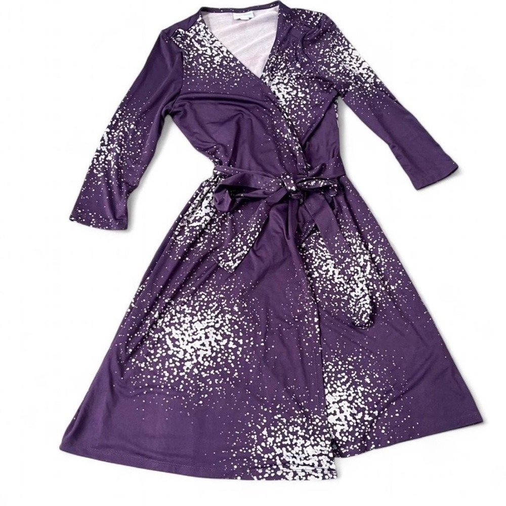 Lularoe Michelle Purple Wrap Dress with White Speckles size XXS Never Worn